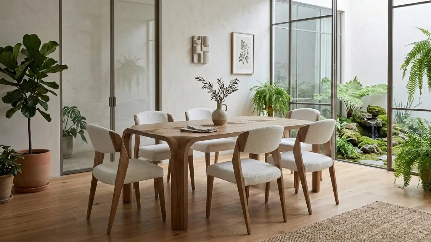 Comedor Luxury en madera flor morado en un ambiente natural